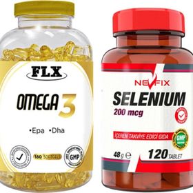 Flx Omega 3 Balık Yağı 180 Kapsül + Nevfix Selenium 200 mg 120 Tablet
