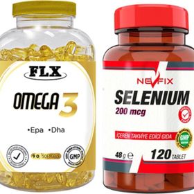 Flx Omega 3 Balık Yağı 90 Kapsül + Nevfix Selenium 200 mg 120 Tablet