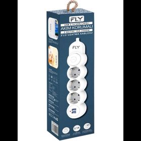 Fly 3393-01 3 Soket 2 USB 2.1A Anahtarlı 2 m Beyaz Kablo Akım Korumalı Priz