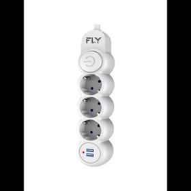 Fly 3393-01 3 Soket 2 USB 2.1A Anahtarlı 2 m Beyaz Kablo Akım Korumalı Priz