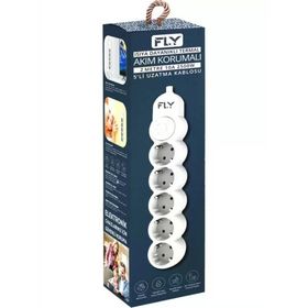 Fly 3394-01 5 Soket 2.1A Anahtarlı 2 m Beyaz Kablo Akım Korumalı Priz