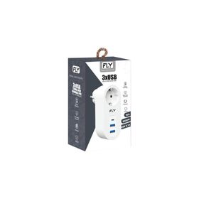 Fly 3400-01 1 Soket 2 USB 1 Type-C 2.1 A Beyaz Akım Korumalı Priz