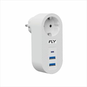 Fly 3400-01 1 Soket 2 USB 1 Type-C 2.1 A Beyaz Akım Korumalı Priz
