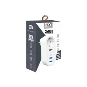 Fly 3400 2xUSB 1xUSB Type-C 2.1A 10A 2500W Termal Akım Korumalı Çocuk Korumalı Priz