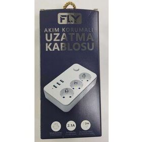 Fly 3406 Akım Korumalı Çocuk Korumalı 2 mt 3'lü Grup Priz