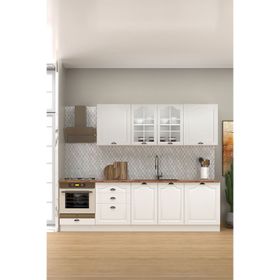 Fly Mobilya 270 cm Greena White Tezgahlı Mdf Hazır Mutfak Dolabı