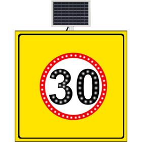 FM Trafik 1000x1000 mm 30 Km/H Sarı Zemin Güneş Enerjili Hız Limiti