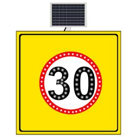 FM Trafik 1000x1000 mm 30 Km/H Sarı Zemin Güneş Enerjili Hız Limiti