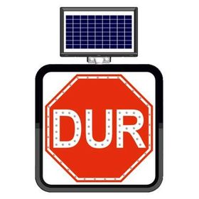 FM Trafik 60x60 cm Dur Solar Flaşörlü Ledli Trafik Levhası
