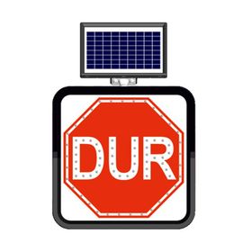 FM Trafik 60x60 cm Dur Solar Flaşörlü Ledli Trafik Levhası