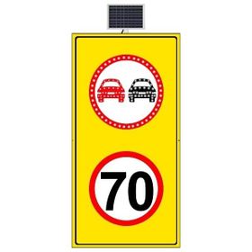 FM Trafik 70 km/h LED'siz Sarı Zemin 1000x1750 mm Sollama Yasak LED'li Hız Limiti