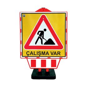 FM Trafik 90x60x48 cm Katlanır Uyarı Levhalı Bariyer Çalışma Var