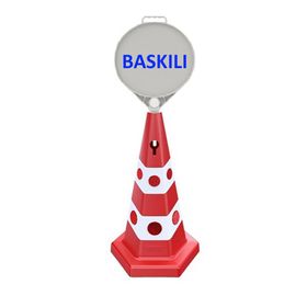 FM Trafik Kedi Gözlü 650 mm Yuvarlak Tabela Baskılı Reklam Konisi