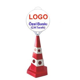 FM Trafik Kedi Gözlü 650 mm Yuvarlak Tabela Baskılı Reklam Konisi