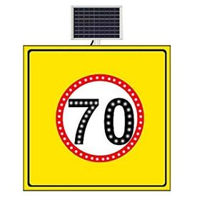FM Trafik Sarı Zemin 1000x1000 mm Güneş Enerjili Hız Limiti 70 Km/H