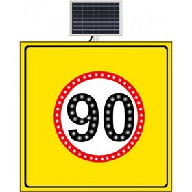 FM Trafik Sarı Zemin 1000x1000 mm Güneş Enerjili Hız Limiti 90 Km/H