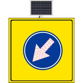FM Trafik Sarı Zemin 1000x1000 mm Güneş Enerjili Sola Mecburi Yön