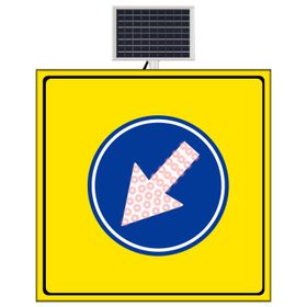 FM Trafik Sarı Zemin 1000x1000 mm Güneş Enerjili Sola Mecburi Yön