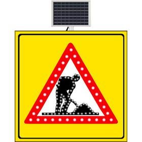 FM Trafik Sarı Zemin 1000x1000 mm Güneş Enerjili Yolda Çalışma Var