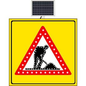 FM Trafik Sarı Zemin 1000x1000 mm Güneş Enerjili Yolda Çalışma Var