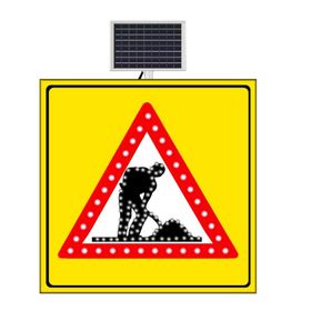 FM Trafik Sarı Zemin 1000x1000 mm Güneş Enerjili Yolda Çalışma Var