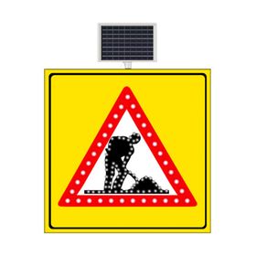 FM Trafik Sarı Zemin 1000x1000 mm Güneş Enerjili Yolda Çalışma Var