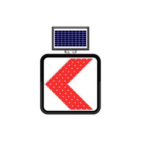 FM Trafik Solar Flaşörlü Ledli Trafik Levhası 60x60 cm Sola Viraj