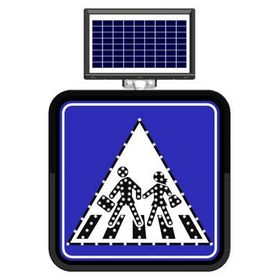 FM Trafik Solar Flaşörlü Ledli Trafik Levhası 60x60 cm Yaya Geçidi