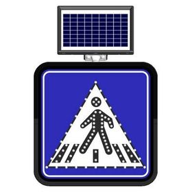 FM Trafik Solar Flaşörlü Ledli Trafik Levhası 60x60 cm Yaya Geçidi