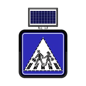 FM Trafik Solar Flaşörlü Ledli Trafik Levhası 60x60 cm Yaya Geçidi