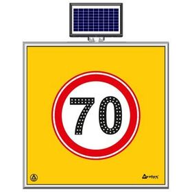 FM Trafik Solar Ledli 100X100 cm 70 kmh Yol Bakım Levhası