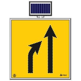 FM Trafik Solar Ledli 100X100 cm Daralan Yol Soldan Yol Bakım Levhası