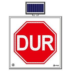 FM Trafik Solar Ledli 100X100 cm Dur Yol Bakım Levhası