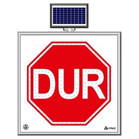 FM Trafik Solar Ledli 100X100 cm Dur Yol Bakım Levhası