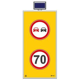 FM Trafik Solar Ledli 175X100 cm Sollama Yasak Hız Limiti 70 kmh Yol Bakım Levhası