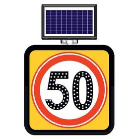FM Trafik Solar Ledli 60X60 cm 50 kmh Yol Bakım Levhası
