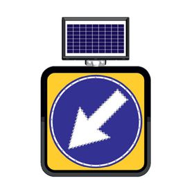 FM Trafik Solar Ledli 60X60 cm Sola Mecburi Yön Yol Bakım Levhası