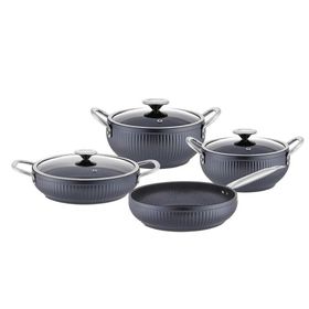 Fms G5018 Mercan 7 Parça Gri Granit Tencere Seti