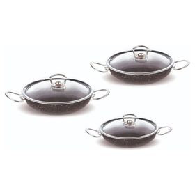 FMS G5019 Siyah 20-22-24 cm Granit 6 Parça Büyük Boy Omlet Set