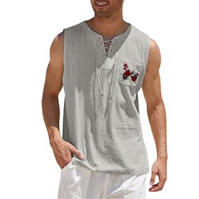 FNKDOR 5SZmOJRG Sıfır Kol Bej Erkek T-shirt