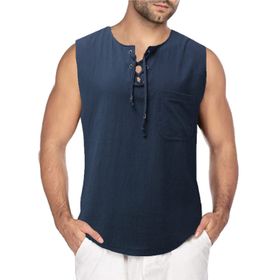 FNKDOR ASHLMR5L Sıfır Kol Lacivert Erkek T-shirt
