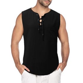 FNKDOR ASHLMR5L Sıfır Kol Siyah Erkek T-shirt