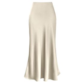 FNKDOR Bodycon Rock Yüksek Bel Uzun Sade Bej Kadın Etek