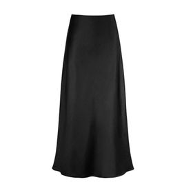 FNKDOR Bodycon Rock Yüksek Bel Uzun Sade Fermuarlı Siyah Kadın Etek