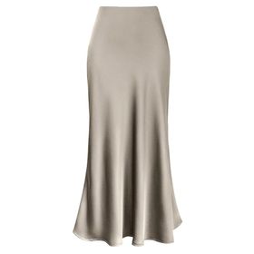 FNKDOR Bodycon Rock Yüksek Bel Uzun Sade Haki Kadın Etek