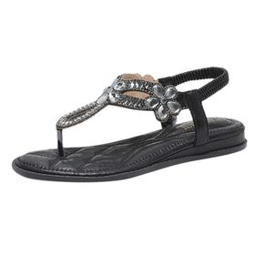 FNKDOR Bohemia Siyah Parmak Arası Kadın Sandalet