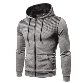 FNKDOR Patchwork Gri Spor Kapüşonlu Fermuarlı Erkek Sweatshirt