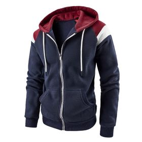 FNKDOR Patchwork Hoody Lacivert Kapüşonlu Fermuarlı Erkek Sweatshirt