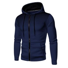 FNKDOR Patchwork Lacivert Spor Kapüşonlu Fermuarlı Erkek Sweatshirt