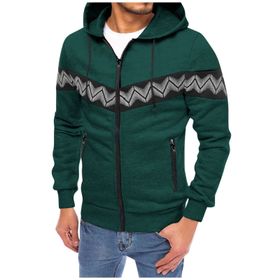 FNKDOR Patchwork Yeşil Kapüşonlu Fermuarlı Erkek Sweatshirt